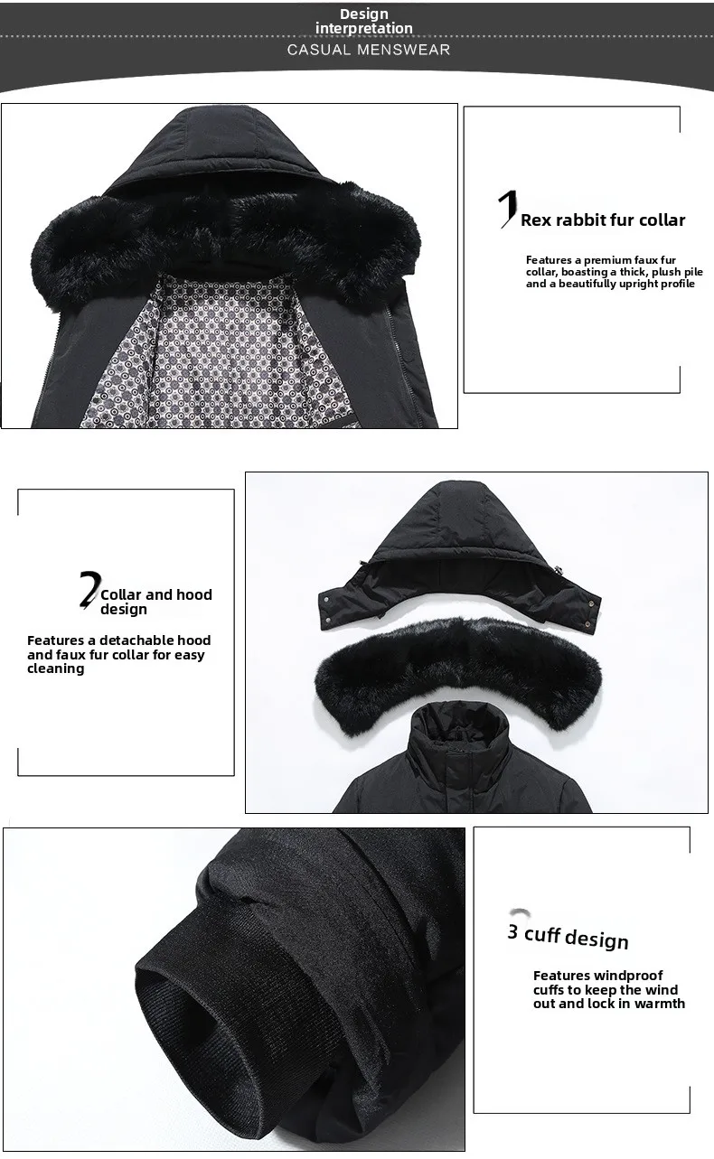 Canada Fashion Winter Jacket for Men Down Coat Parkas Men's White Goose Down Jacket Puffer Padding Detachable Fur Collar HYX0018