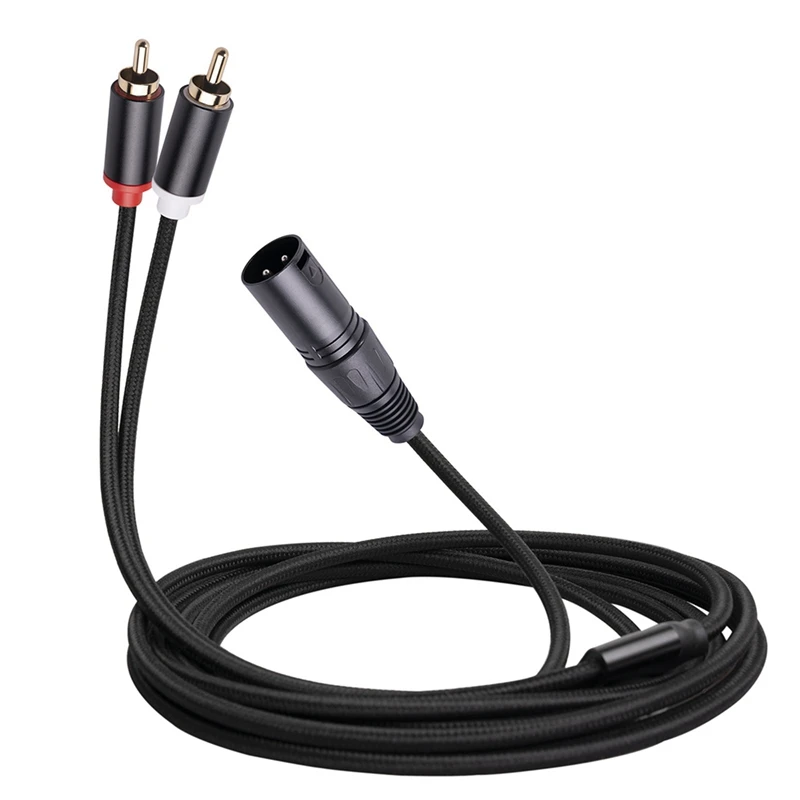 2X XLR To Dual RCA Audio Cable A1 XLR Male 3 Pin To Dual RCA Male Plug Stereo Audio Cable 1M