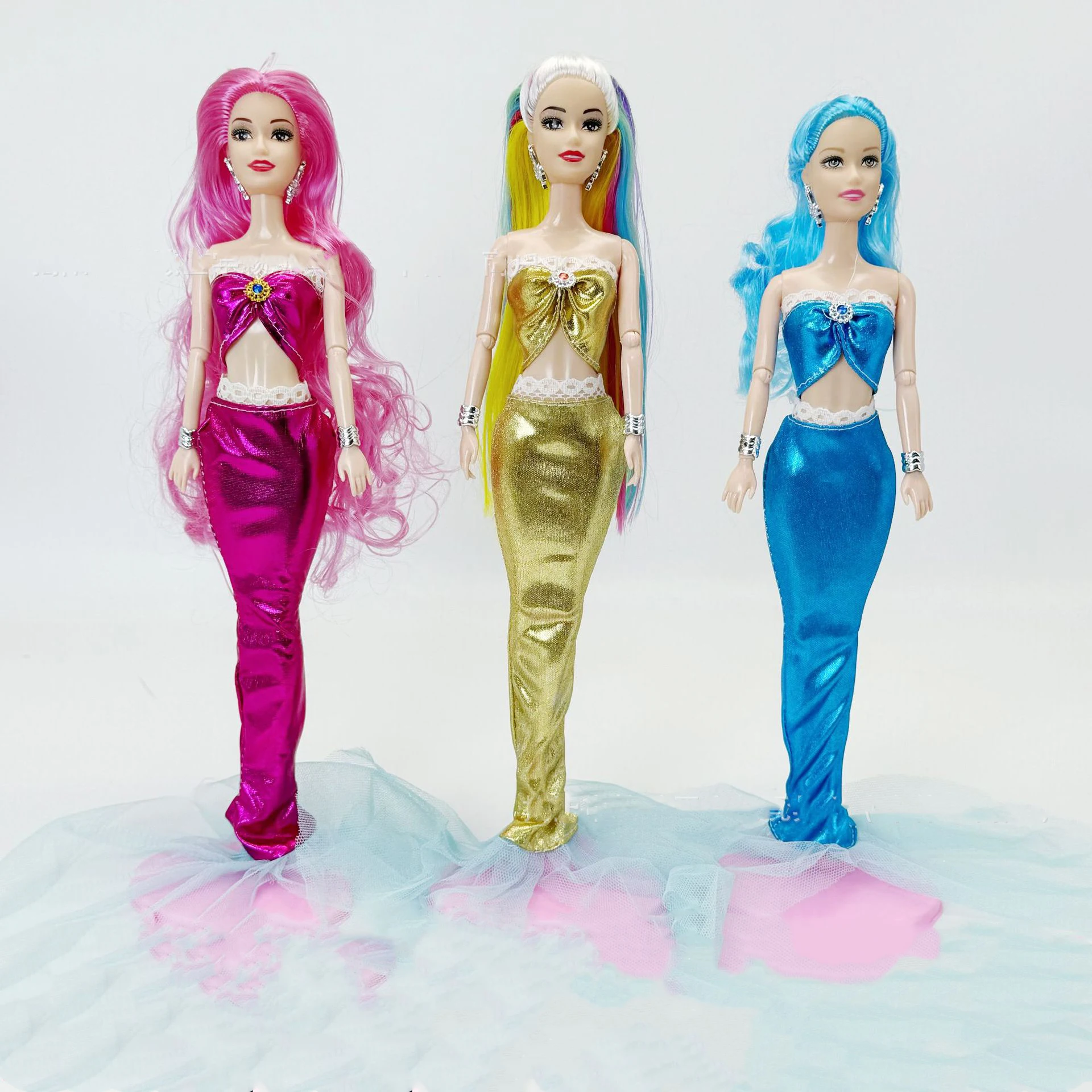 

11 Inch Multi Joints Mermaid Doll Full Set 30CM 1/6 Movable Mermaid Princess Colorful With Fishtail Dress Girl Dress-up Toy Gift