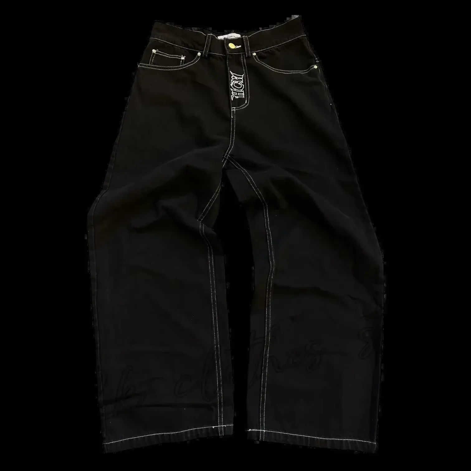 

Y2K Jeans Mens Hip Hop Retro Skull Embroidery Washed Baggy Denim Pants New Straight Casual Loose Wide Leg Trouser Streetwear