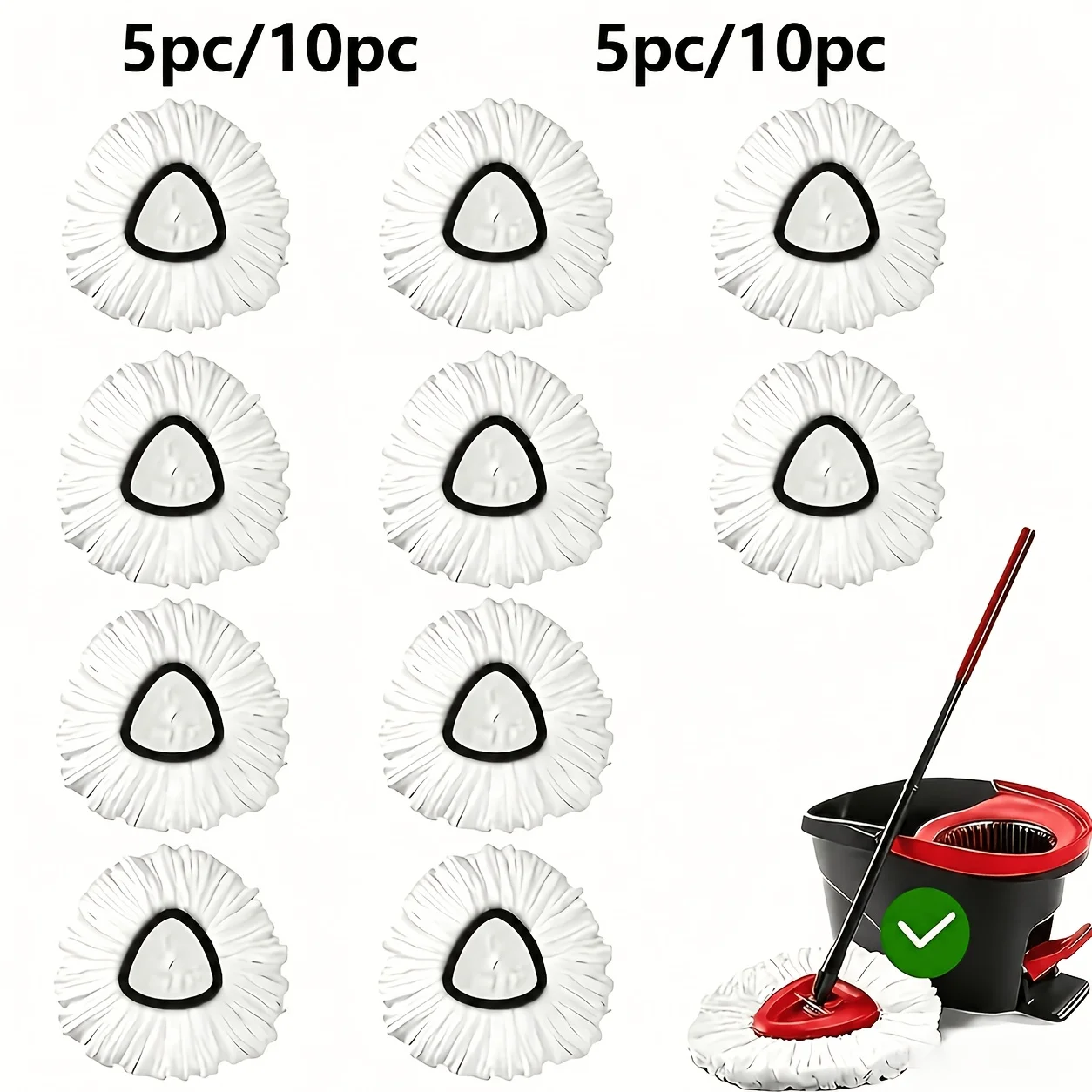 5/10 Pack Microfiber Spin Mop Replacement Heads, 360° Cleaning Triangle Mop Pads, Compatible with Spin Mop System, Effectively Improve Floor Cleaning Efficiency