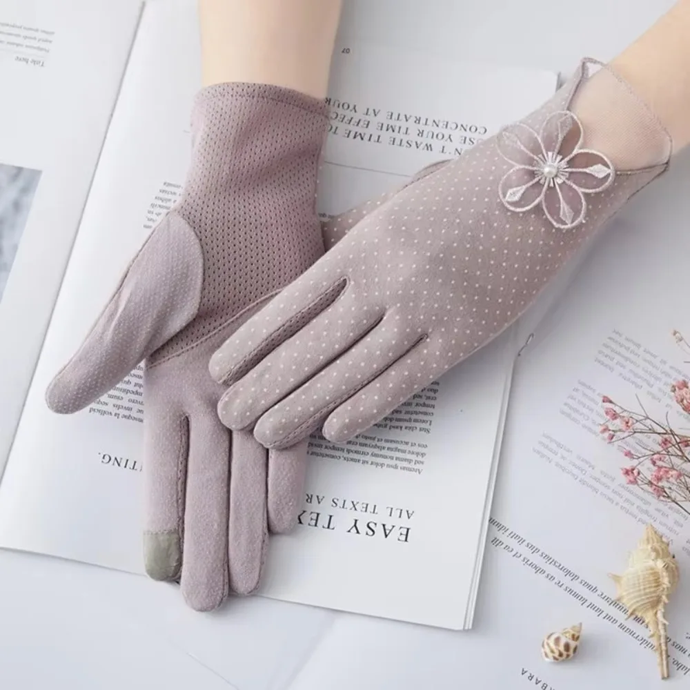 Women UV Protection Sun Gloves Thin Summer Stretch Non-slip Touch Screen Short Cotton Gloves for Driving Cycling Outdoor Anti-UV