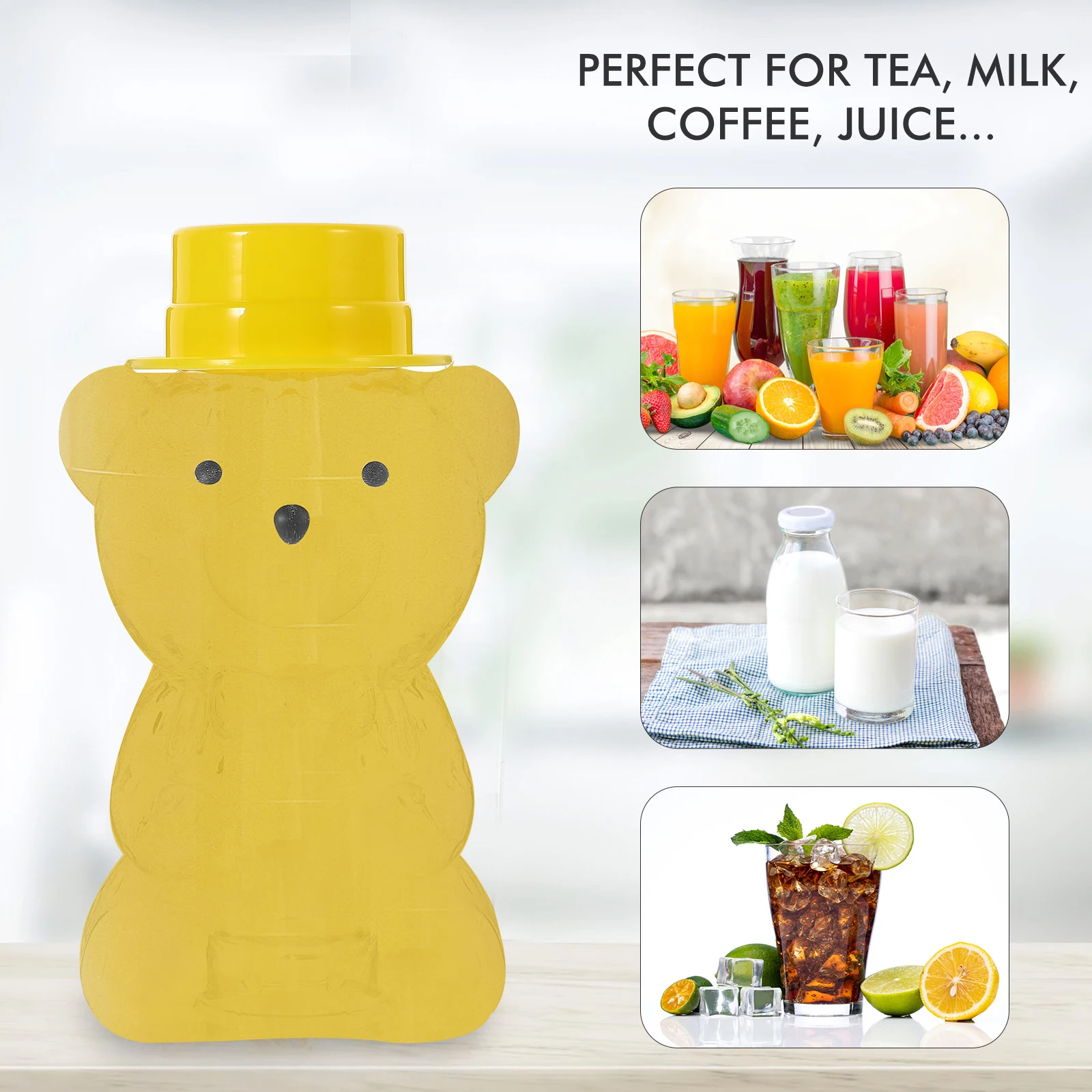 

6 Pcs Bear Drink Bottle Plastic Beverage Clear Water Small Reusable Cartoon Beer Honey Container Kitchen Bar Tools Set