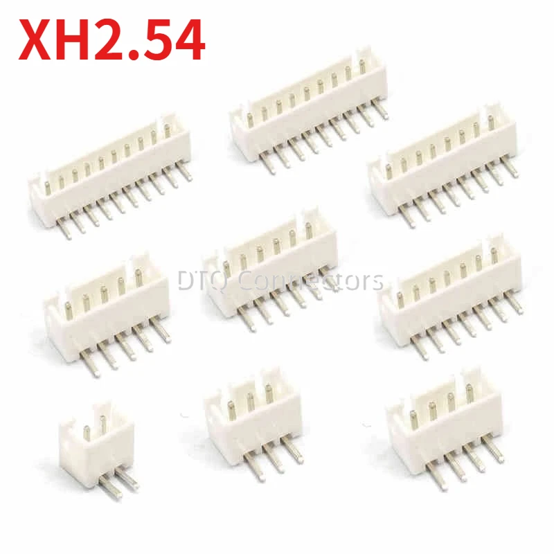 50PCS XH2.54 Curved needle Pin Header Connector 2P 3P 4P 5P 6P 7P 8P 9P 10P 12Pin 2.54mm Pitch Right Angle Socket XH For PCB jst