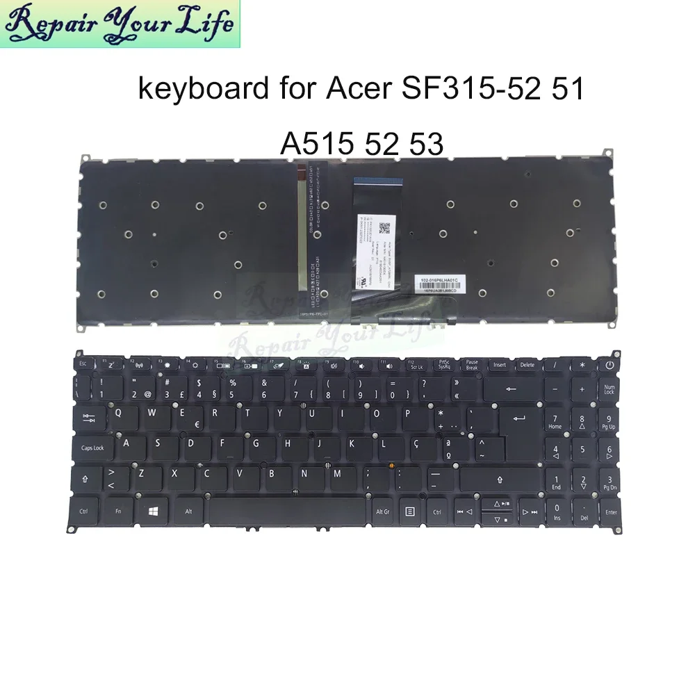 PT-BR brazylijska portugalska podświetlana klawiatura dla Acer Swift 3 SF315-52 SF315-51 51G N17P4 A515-52 53 A515-54 A515-45 SV5P-A72BWL