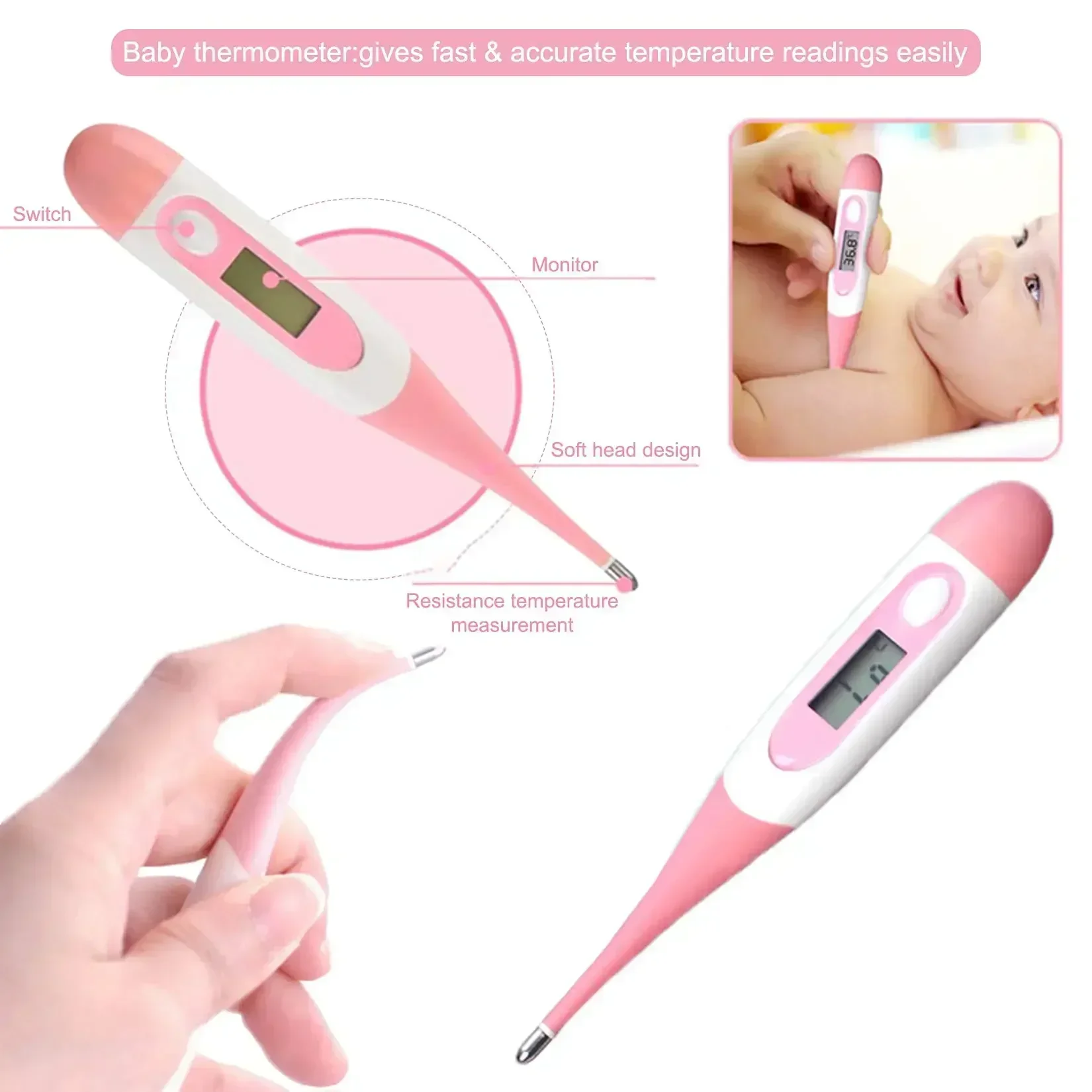 10-teiliges Baby-Gesundheitspflegeset, Nagel- und Haarpflege, Thermometer, Bürste, Haarschneidemaschine, Beißring und Zahnbürste, Baby Essentials