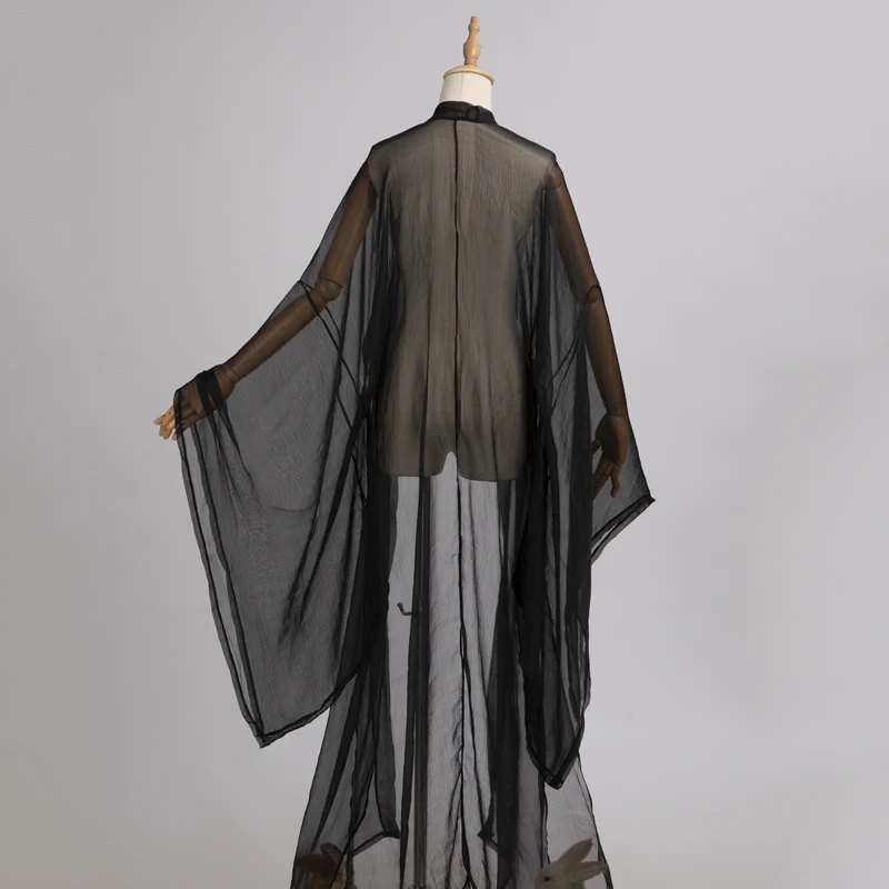 Chiffon Black Hanfu Cloak Fairy Cardigan Chinese Traditional Clothes Hanfu Coat Wide Sleeves Men Women Festival Wear DNV16364