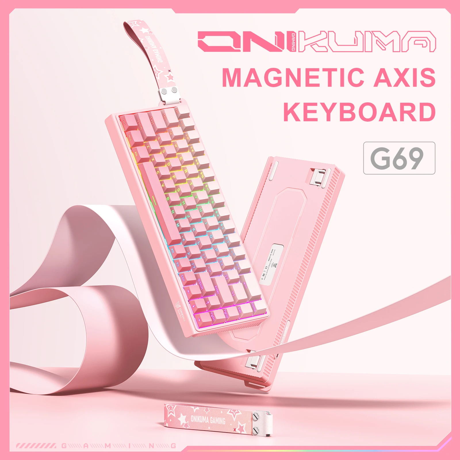 ONIKUMA New Magnetic Axis Keyboard G69 RGB Lighting Effect 8Khz Return Rate Full Segment RT 0.02mm Accuracy for E-sports Player