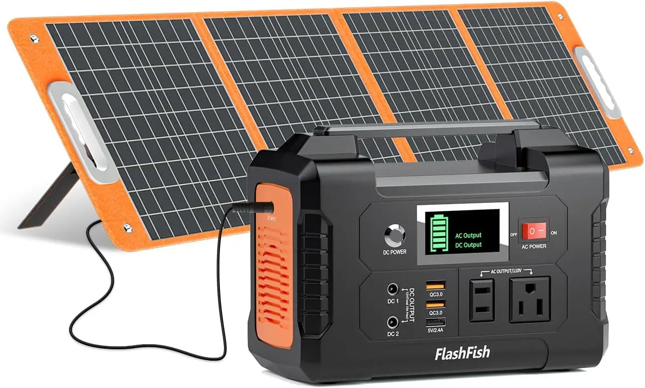 200W Power Station+100W Foldable Solar Panel, Backup Power Battery Pack And Solar Panel Kit For Camping Home Power Outage