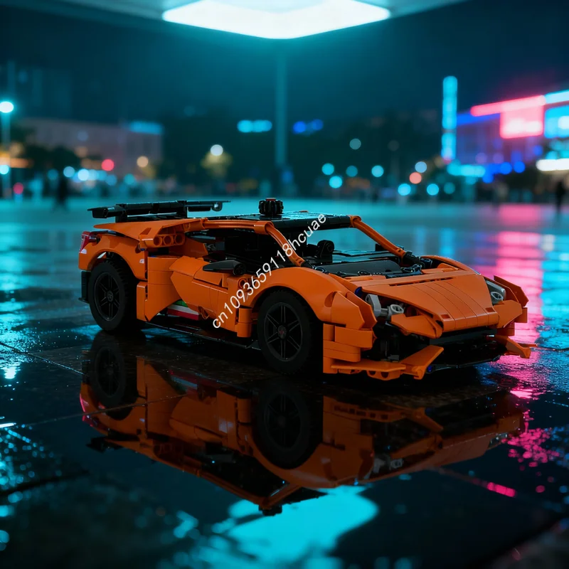 

846 деталей MOC, техническая модель Lamborghini Huracan Performante, конструктор, игрушка, подарок на Рождество, идея для самостоятельной сборки