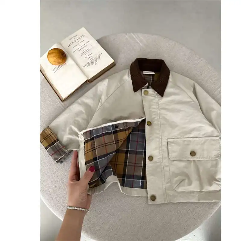 2026 UNITIM Frühling Herbst Kinder Jungen Jacke Kariert mit Taschen Langarm Kleinkind Jungen Oberbekleidung Mantel Kinder Jungen Jacke – Detail 23