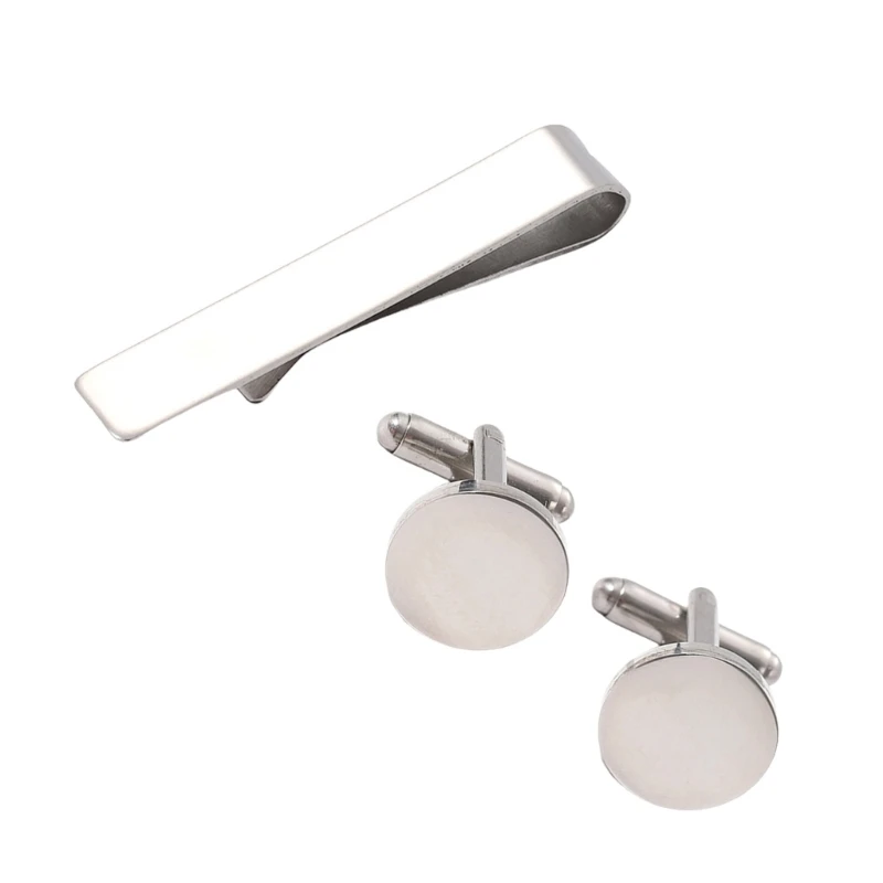 Practical Sturdy Tie Clip and Cufflinks Set for Office and Formal Event H9ED