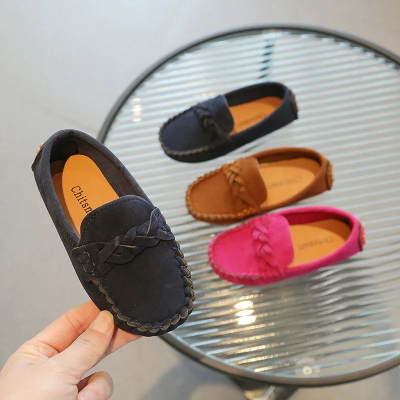 Boy Leather Shoe Fashion Solid Color Versatile Kids School Causal Single Shoes Breathable Non-slip Children Slip-on Flat Loafers