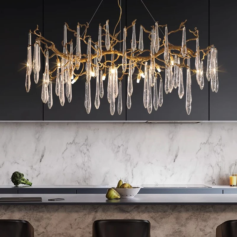 AiPaiTe Modern minimalist restaurant chandelier creative living room bedroom round / long crystal decorative chandelier