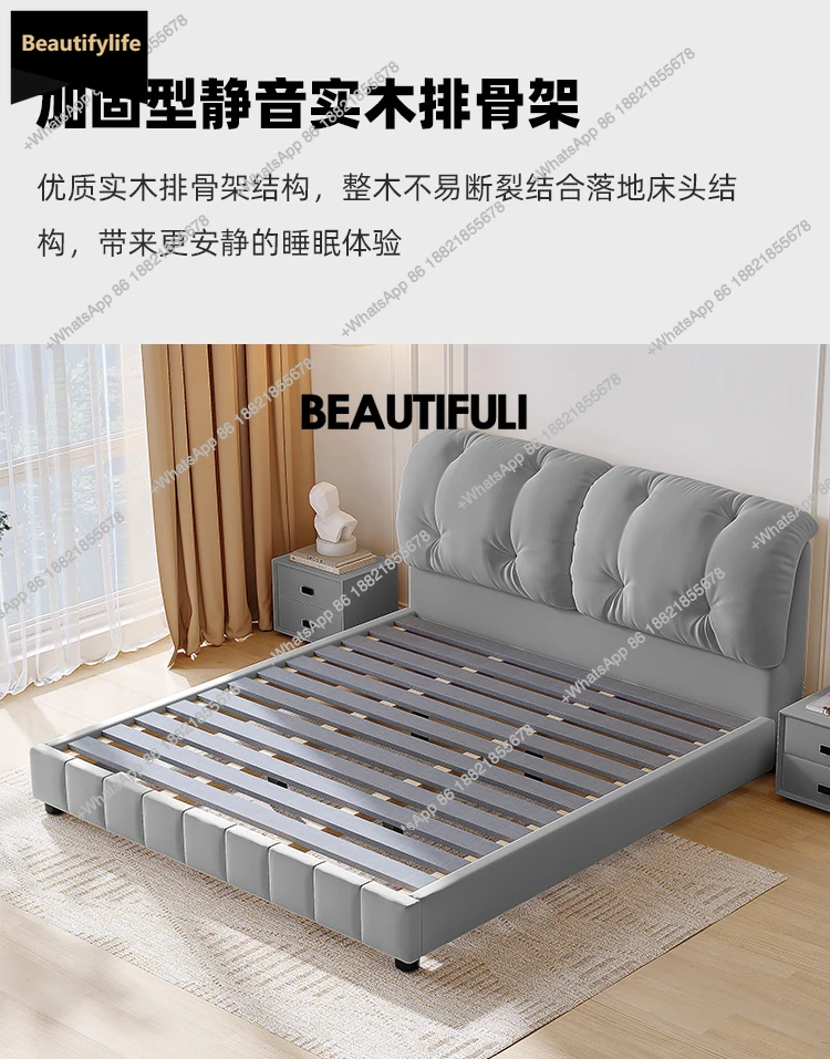 

D80 Organizer Gray Double Bed Waterproof Designer Headboards Bases Double Bed Frames Luxury Modern Letti Matrimoniali Bedroom St