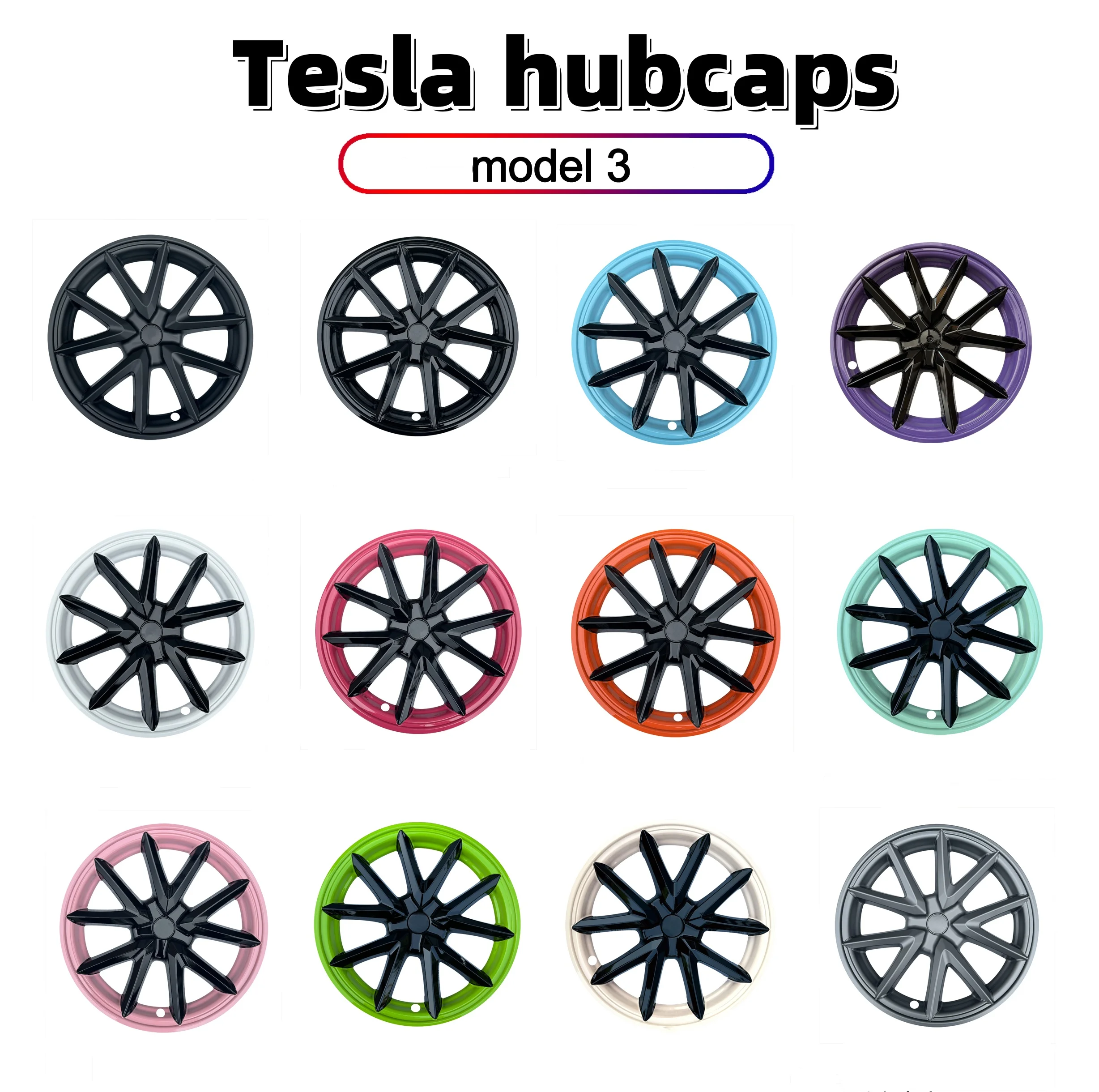 4PCS Model 3 Hubcaps,18'' Model S Plaid Arachnid Wheels Version covers, Compatible with Model 3 Accessories 2017-2023 Hubcaps