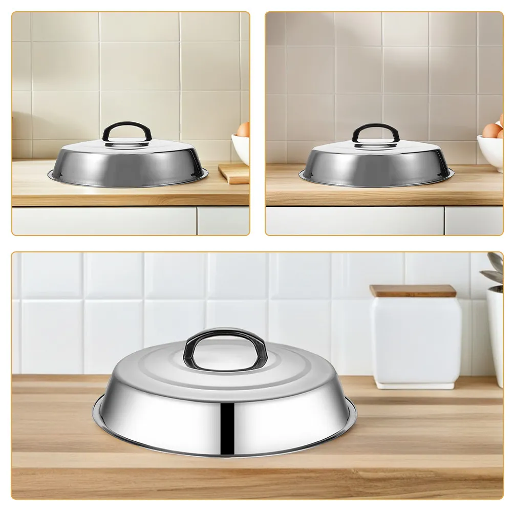 2Pcs Professional Stainless Steel Bbq Dome Cover for Flat Grill Griddle Skillet Steak Cooking Enhanced Heat Circulation Camping