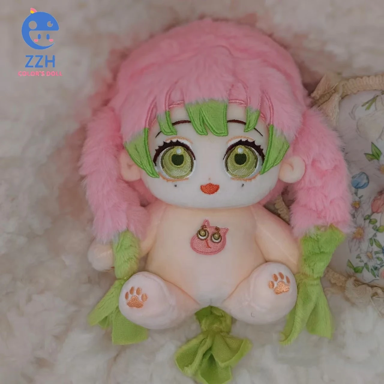 Recheado 20cm anime demon slayer kanroji mitsuri cosplay pelúcia com esqueleto bonito boneca brinquedos para fã coleção presente de aniversário
