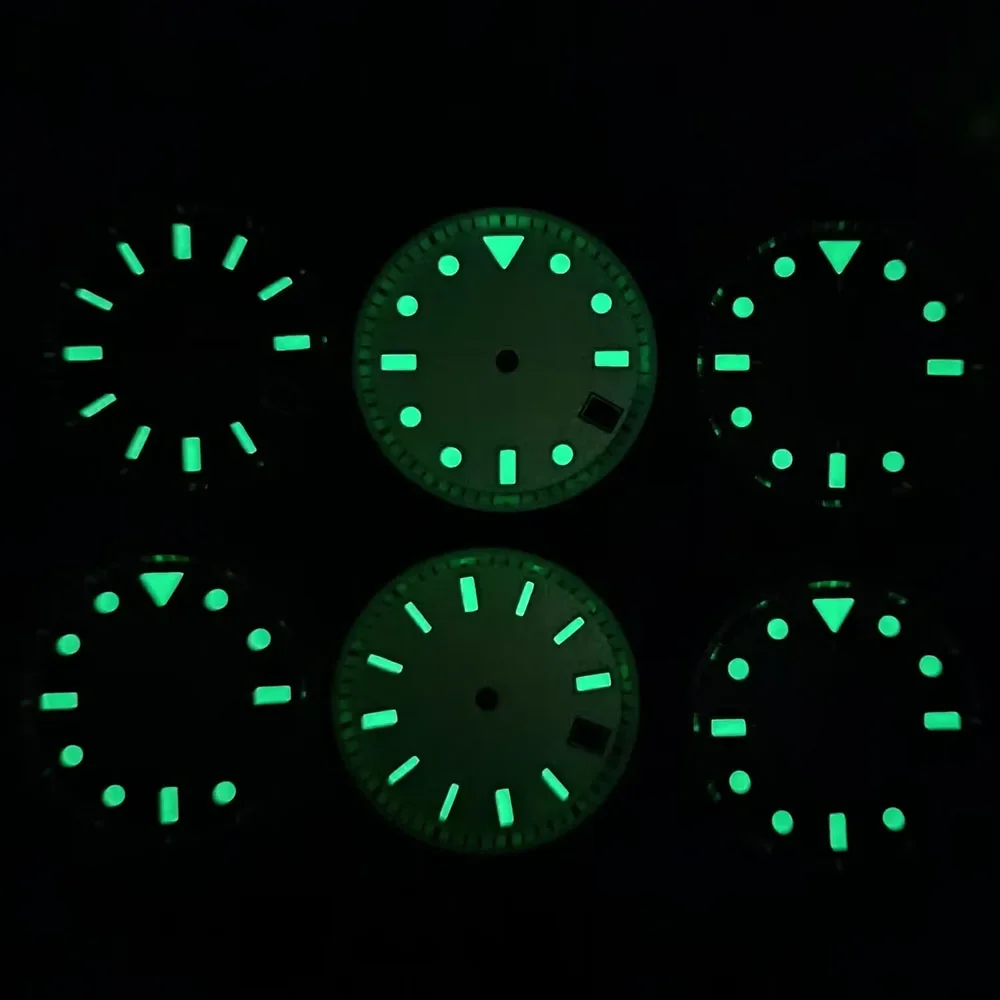 29.5mm diameter high-quality single calendar dial NH35/NH36 watch movement accessory green luminous dial