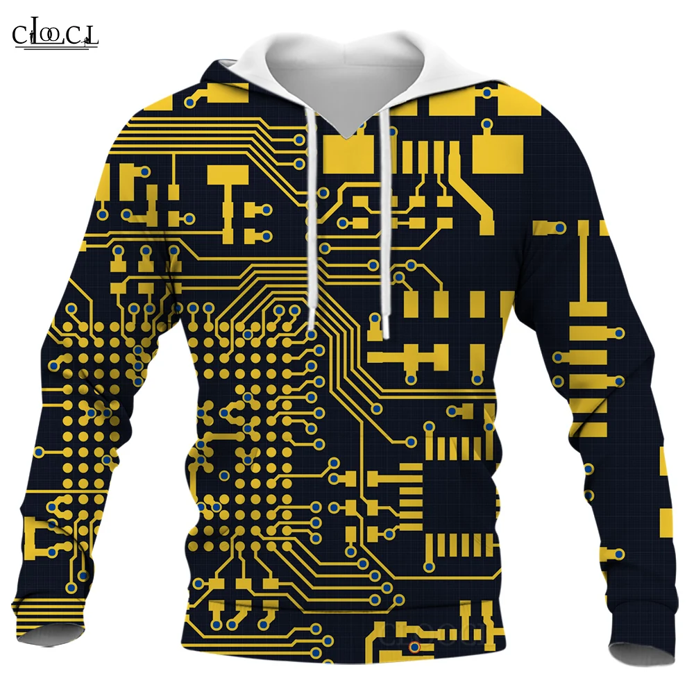 

CLOOCL Men's Hoodies Long Sleeve Pullover Sweatshirt 3D Print Circuit Board Graphic Unisex Tracksuit Hoodies Dropshipping