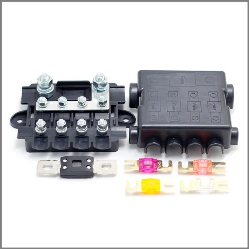 For 4-Way Bolt-Type Fuse Box, 1-In 4-Out Power Distribution Block for Car RV