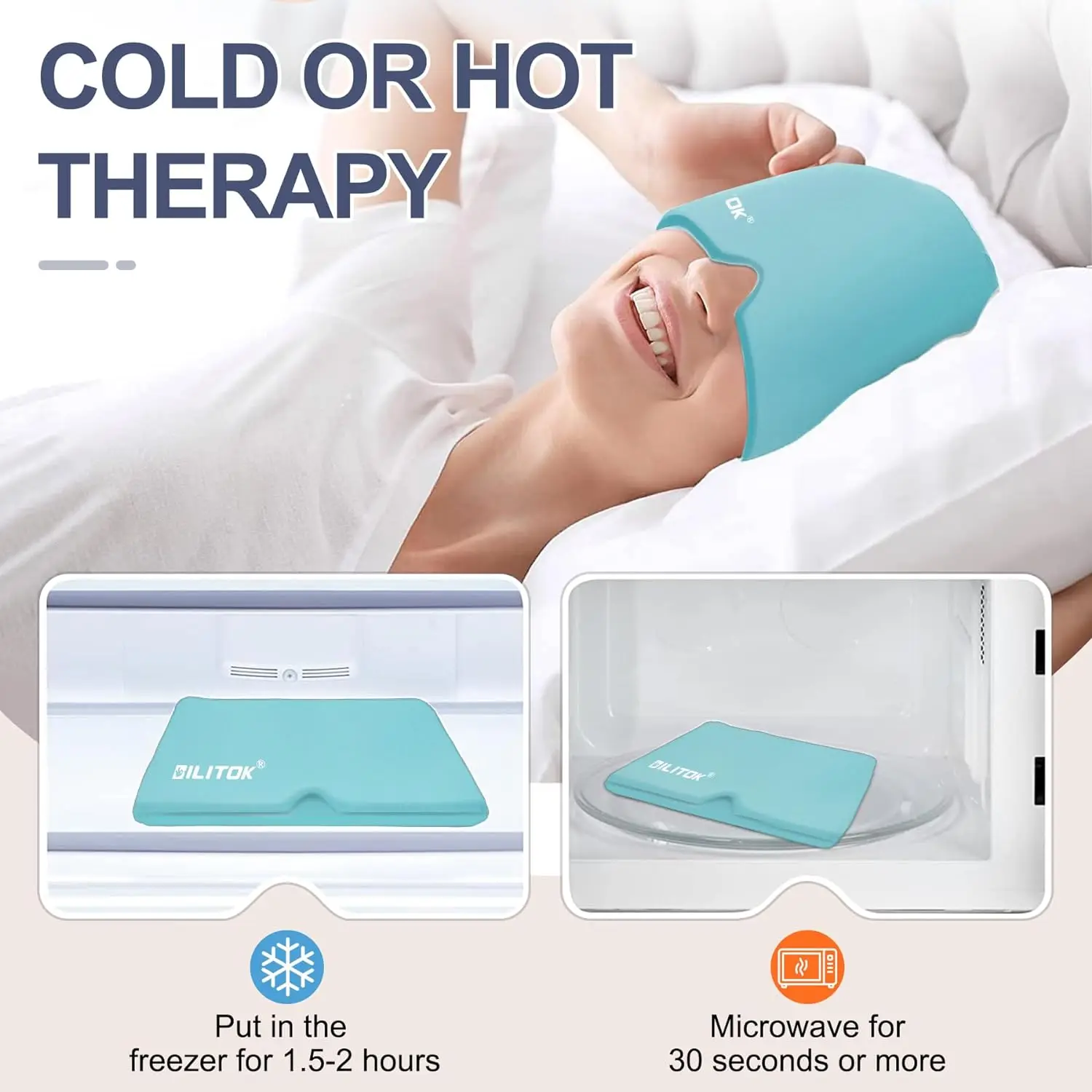 Wrap inus Puffy Eyes Tension Stress Eyes Mask Hot Cold Therapy Hat Migraine Ice Head Wrap Migraine Headache Relief Cap