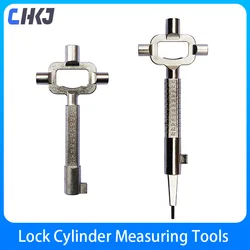 CHKJ 2 Types 6 in 1 Lock Cylinder Measuring Tools Building Keys and Locksmith Lock Keys Construction Key Car Repair Tool