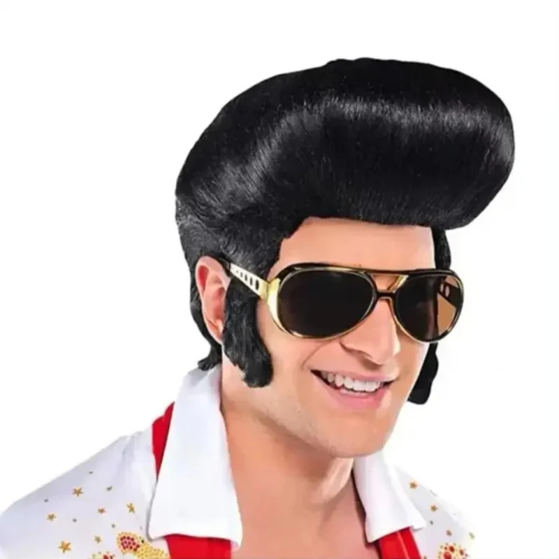 Gafas de Barba Estilo Disco de los 70, Disfraz de Cosplay, Gafas de Sol Doradas Novedosas, Accesorios para Disfraz de Elvis Presley, Accesorios para Carnaval Rockero