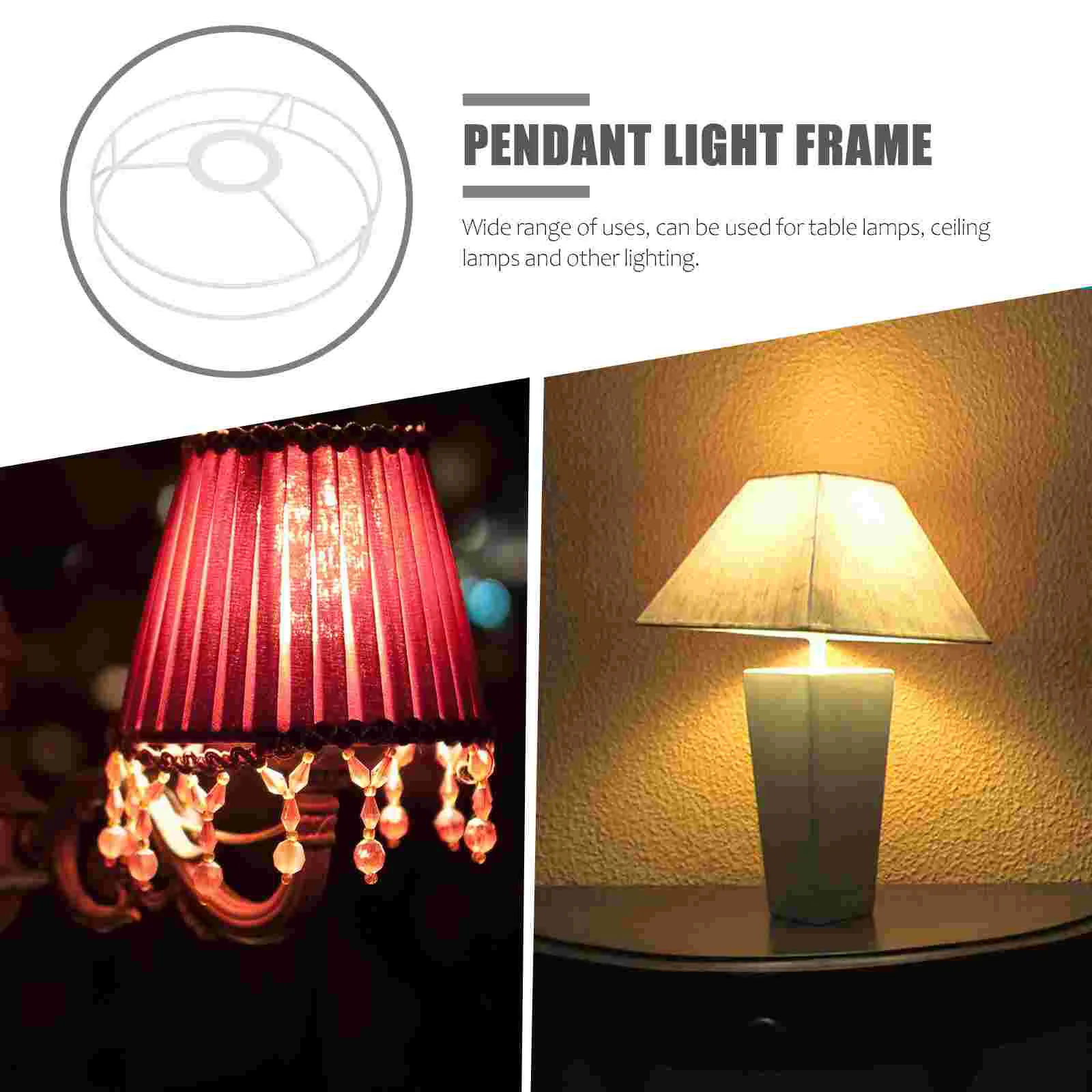 Premium Lampshade Frames Wire Lamp Cover Metal Ring Support Light Holder for DIY Desk and Ceiling Lamps