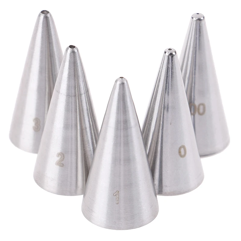 Sterk corrosieresistand 5pcs Round Fine Hole Icing Piping Nozzles Cream tips Decoreren Pasthulppas