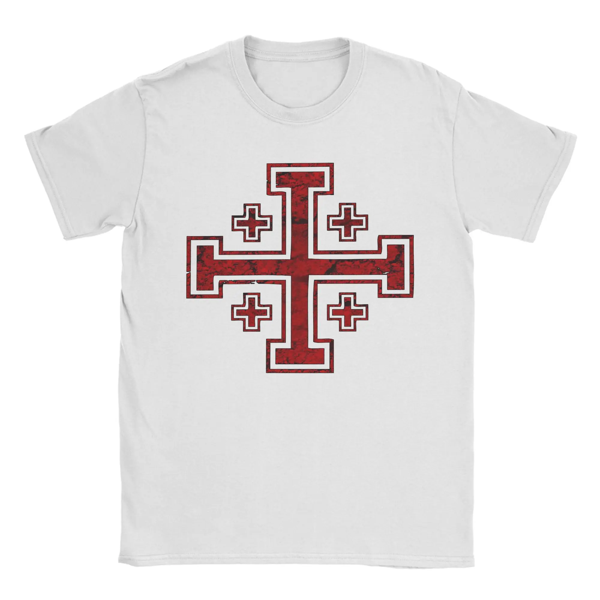 Templar Knight Jerusalem Cross  T-Shirts Men Women  Leisure 100% Cotton Tee Shirt Round Collar Short Sleeve T Shirt 6XL Tops