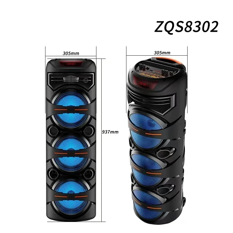 

8"x3 Inch Double Horn Subwoofer Super Large Outdoor Bluetooth Speakers Portable Wireless Column Bass Sound with Microphone TF FM