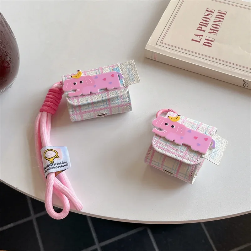 Caso bonito Banana Elephant Headphone para Apple Airpods Pro 2 3 1 4 Airpod 3 4 Capa com Cadeia de Mão, fone de ouvido