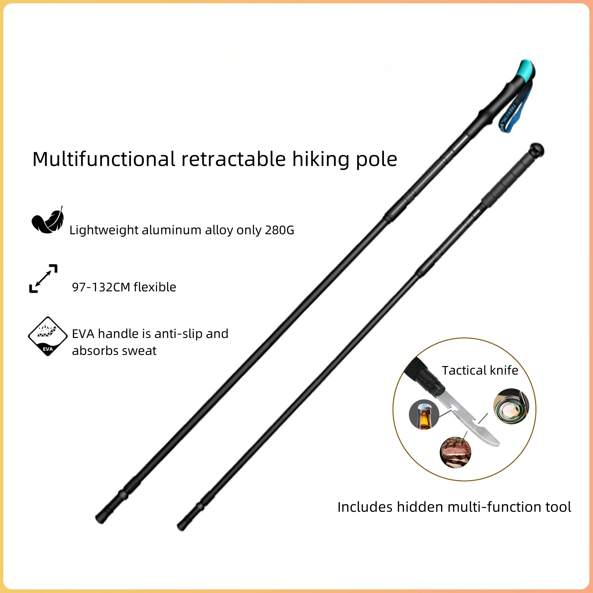 Multi-Functional Ultra-Light Telescopic Climbing Pole Walking Stick Labor Saving Portable Climbing Trekking Folding NonSlip Pole