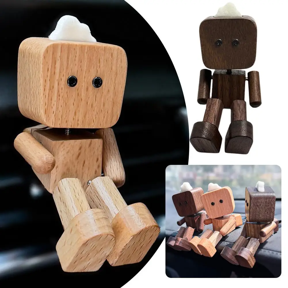Robot de aromaterapia montado en el coche, Robot de aire mecedora de nogal negro, difusor de piernas para coche, salida de marionetas, accesorios de Perfume para coche, cabeza en T C7K7