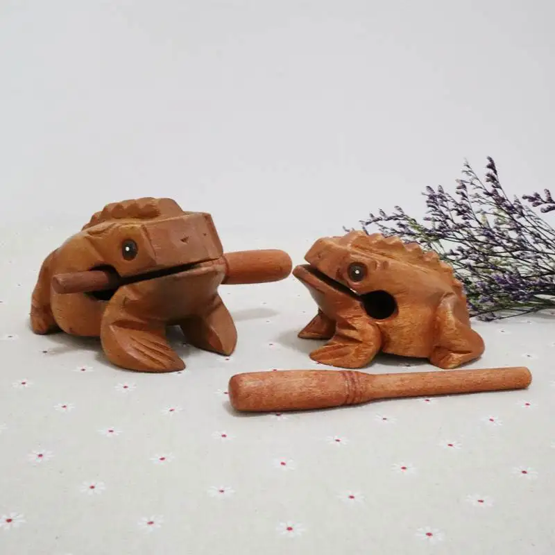 

Деревянная игрушка-лягушка ручной работы, из натурального дерева, звуковая игрушка, деревянная рыбка, креативные украшения для дома, изделия ручной работы, происхождение Бутан, дерево Уктим