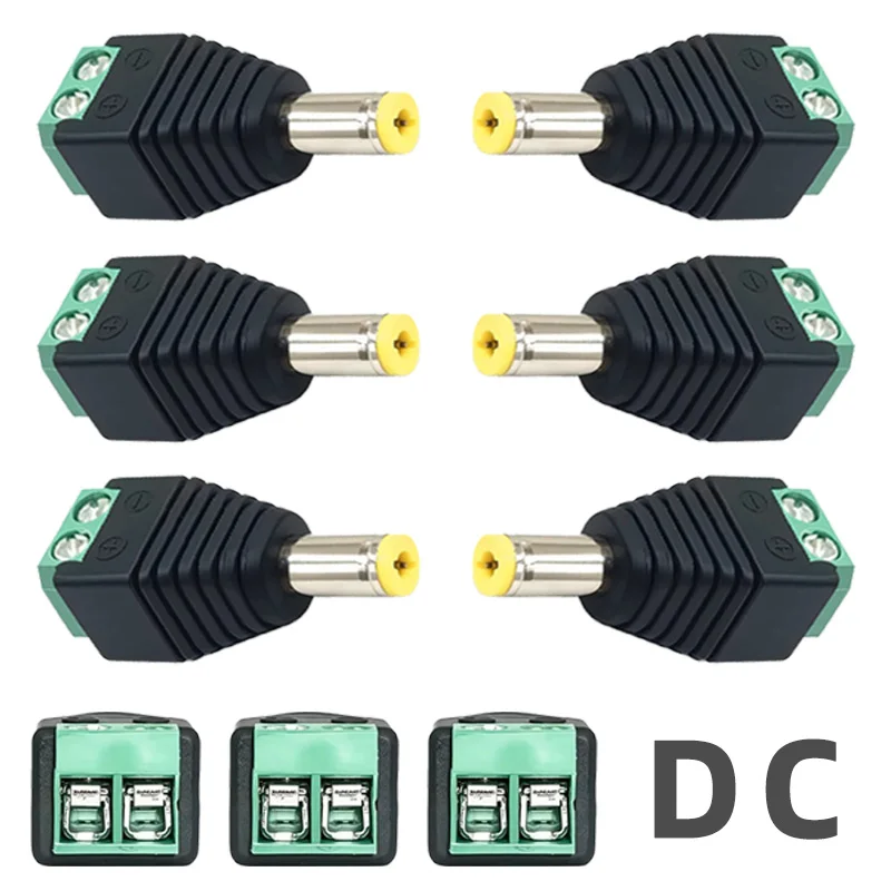 5/20Pcs DC Power Connector 5.5*2.1mm 5.5*2.5mm DC Male Plug Connectors