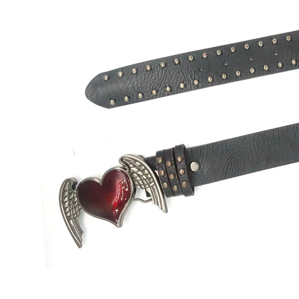 Gotico Y2K Donna Uomo Cinture Goth Ladies Cowboy Hip hop Punk Rivetto Scheletro Stampa Cintura Jeans Cintura