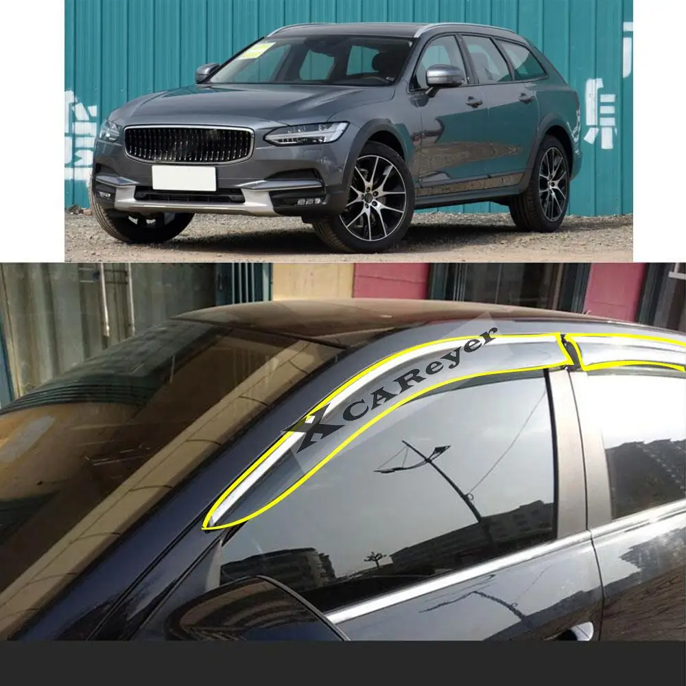 For VOLVO V90 CC Cross Country T5 T6  2018 2019 2020 2021 Car Sticker Plastic Window Glass Wind Visor Rain/Sun Guard Vent