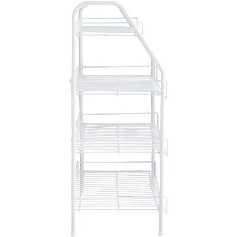 

4-Tier Wire Shoe Rack, White, Easy to Assemble Storage Shelf for Organization in Bedroom or Closet