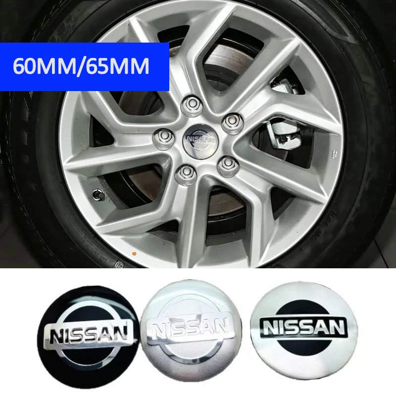 Pegatinas para el centro de las llantas de coche de 60/65 mm, 4 unidades, para Nissan Tiida, Almera, X-Trail, Xterra, Qashqai, Altima, Juke, Note, Leaf