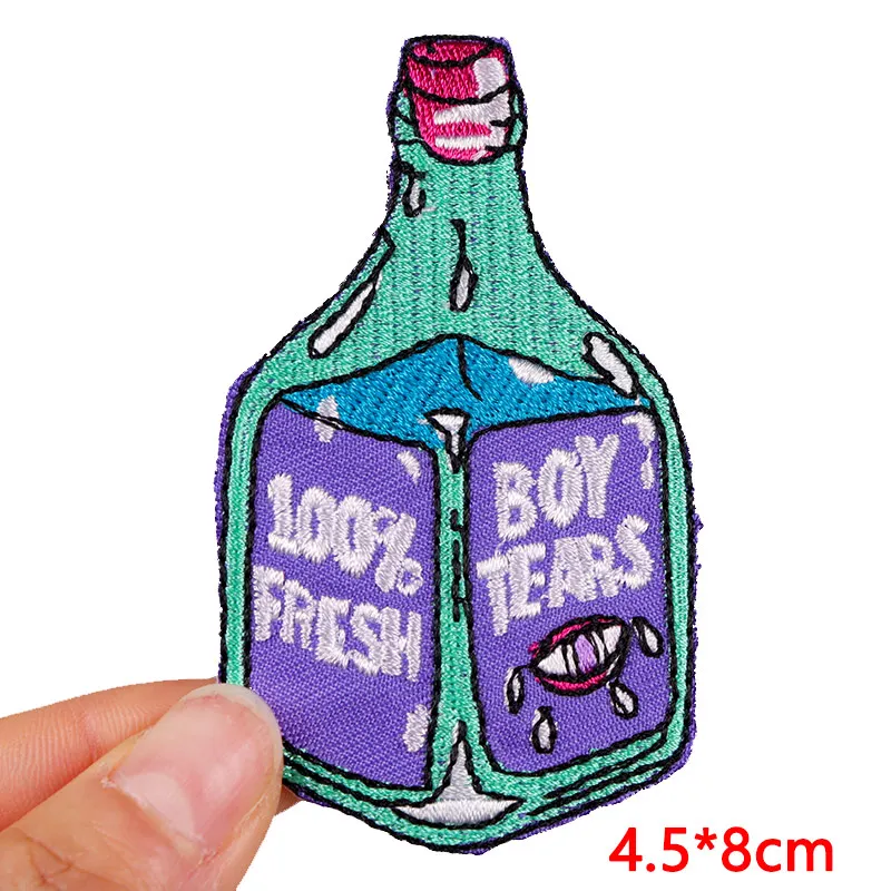 Getränke flaschen/Tasse Stickerei Patch Cartoon Patch gestickte Patches auf Kleidung Bügeleisen auf Patches für Kleidung DIY Näh aufkleber – Detail 2