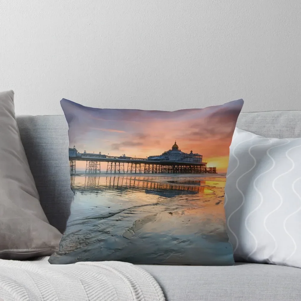 Sunrise reflected in Eastbourne Beach Throw Pillow Pillowcases Bed Cushions Christmas Pillows pillow