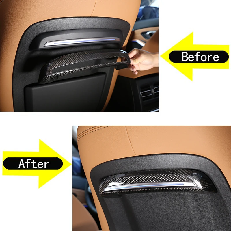 For BMW 3 Series G20 G28 2020-2022 Real Carbon Fiber Car Seat Back Decorations Frame Protection Panel Trim Cover Car Accessories