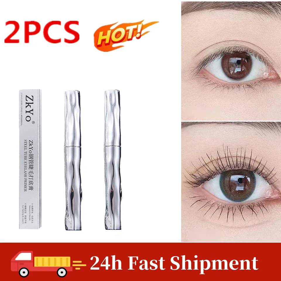 Rímel de cílios curvados, 2 peças, rímel de escova de ferro de metal lavável fino, à prova d'água de longa duração sem aglomeração de ferro stron