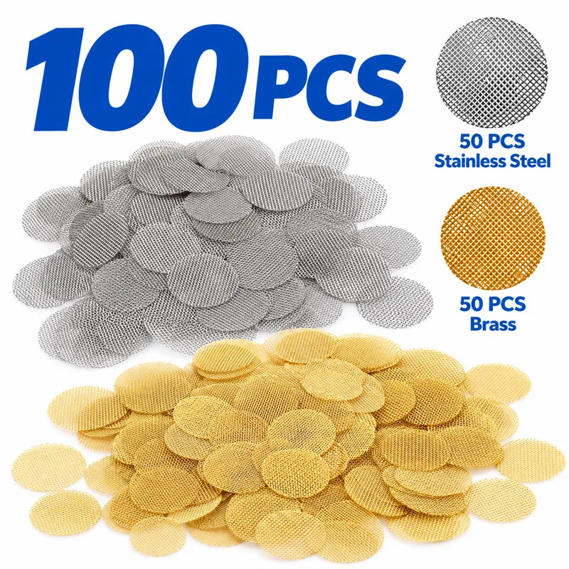 100pcs Pipe Screens 3/4 Inch 0.75inch 19mm Pipe Filters 50pcs Premium Stainless Steel Screens and 50pcs Brass Filters