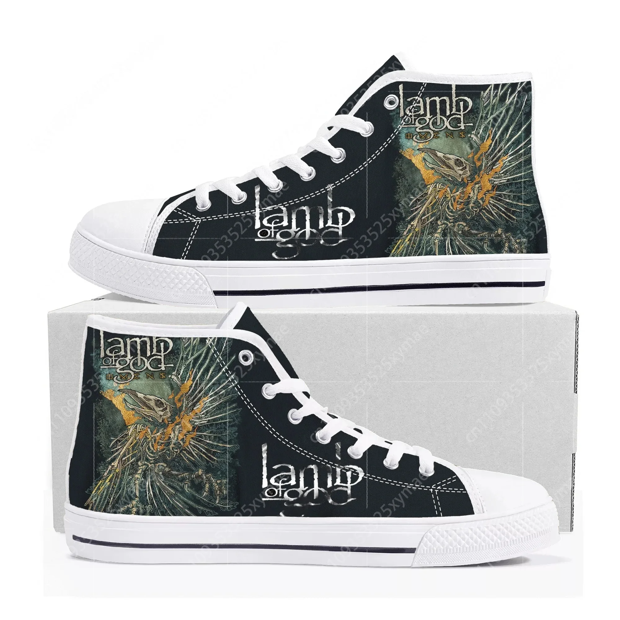 

Кроссовки Lamb of God Heavy Mental Band, высокие, высококачественные, мужские и женские, легкие, из канваса, повседневные, на заказ, Гана