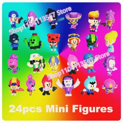 24 pz Cartoon Mini Figure Poco Bibi Shelly Carino Anime Eroi Modello Accessori Pendenti e Ciondoli Gioco Da Collezione Giocattoli per I Bambini Regalo