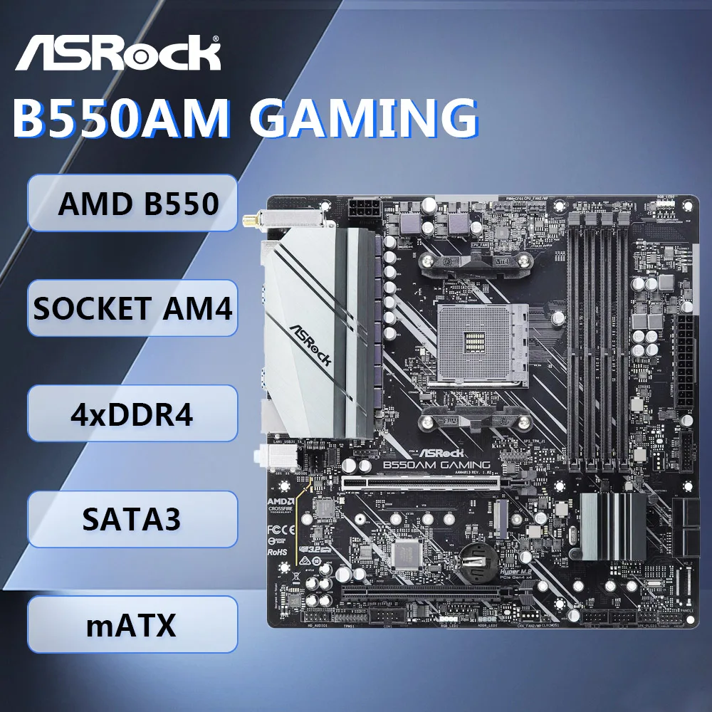

ASRock B550AM GAMING Motherboard mATX AMD B550 Socket AM4 DDR4 64GB SATA3 HDMI WIFI for AMD Ryzen 2000/3000 serie