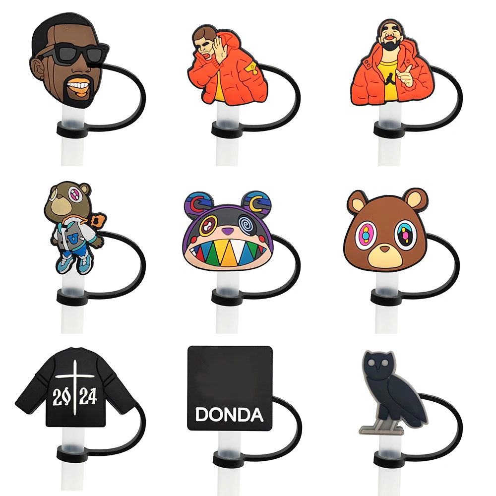 Hip hop artist Yeezy Silicone Straw Covers For Water Glass Bottle Drinking Dust Cap Straw Tips Cover Cup Accessories For 10mm